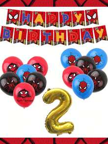 Marvel 28件套复仇者联盟主题派对装饰套装，包含乳胶气球、生日横幅和数字、蜘蛛侠超级英雄主题用品，适合男孩生日派对装饰 - 氣球套裝 - 查看 2