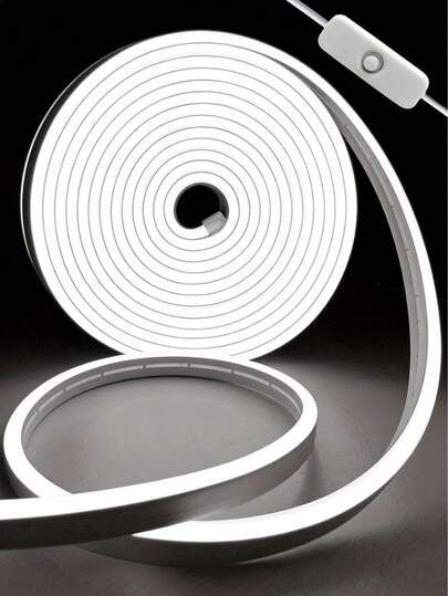 1m/2m/3m/4m/5m Room LED Neon Lights, USB Flexible LED Strip Lights, Button Switch Control, Warm White/White Light Options, USB Powered, Ambient Lighting, Suitable For Live Streaming, Makeup Mirror, Bathroom, Bedroom, Living Room, Signage Decor, Outdoor Porch Decor