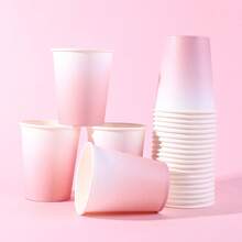 10/20/40个装粉彩渐变色一次性纸杯，柔和简约风格，适合复活节早午餐、春季野餐、迎婴派对、女孩下午茶、日常使用、派对用品 - 粉紅色 - 查看 3