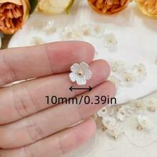 20 Pack 10mm White Resin Flower Buttons With Gold-Tone Detail, Fashion Pearl Shell-Like Blossom Buttons For Chinese Traditional Clothing, Qipao, Tang Suit, Knit Cardigan & Cheongsam - Buttons - View 3