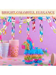 10-Color Mixed Self-Adhesive Paper Chain Set, Smooth Paper Rings For DIY Wreaths & Hangings; Birthday Party Streamers/Hanging Decorations, Wedding Party Ceiling Decor, Mother's Day Themed Decor, Graduation Ceremony Streamers, Graduation DIY Hanging Decorations, Baby Shower Party Decor, Spring/Summer Party Decorations, Bachelorette Party Streamers - View 9
