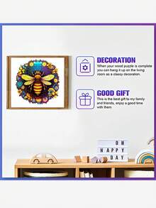 可爱的小鸟图案拼图，有趣的花卉和小鸟木制拼图，缓解压力，适合家庭玩耍拼图，拼图，拼图，拼图，成人拼图，拼图，拼图拼图，拼图垫拼图，木制拼图>杏色，拼图，拼图，拼图，拼图，木制鸟，拼图>成人 - 杏色 - 查看 8