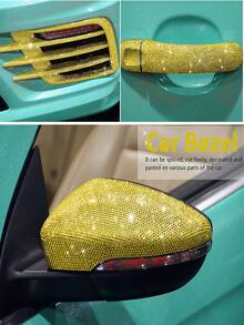 1pc Shiny Crystal Rhinestone Sticker, DIY Decor For Car, Furniture, Cup, Photo Frame, Self-Adhesive Glitter Jewel Sticker, Suitable For Car Decoration, 4.45 X 9.37 Inch/8.96 X 9.37 Inch/9.37/12 Inch (Gold) - Golden Yellow - View 3
