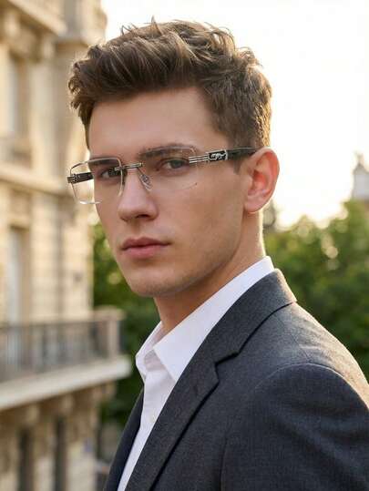 1 par de gafas minimalistas y elegantes de borde cuadrado, adecuadas para el uso diario, estilo europeo y americano