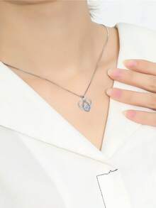 S925 Silver Heart Necklace 5A CZ Paved Minimalist Women Girls Daily Commute Party Gift Box All Season - Silver - View 5