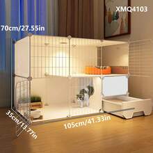 Detachable & Stackable Multi-Layer Cat Cage With Litter Box And Drawer, Kitten Villa - Multicolor - View 2