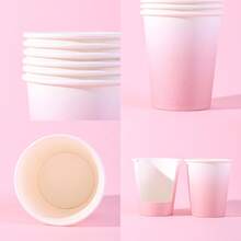 10/20/40个装粉彩渐变色一次性纸杯，柔和简约风格，适合复活节早午餐、春季野餐、迎婴派对、女孩下午茶、日常使用、派对用品 - 粉紅色 - 查看 6