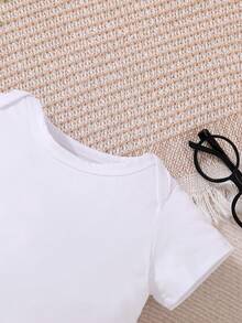 “母亲节快乐”新生男宝宝可爱个性化字母印花连体衣 - 白色 - 查看 2