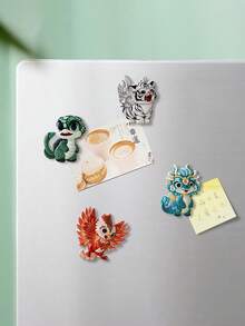 1pc Creative Mythical Beast Fridge Magnet (Blue Dragon, White Tiger, Vermilion Bird, Black Tortoise) - Magnets - View 3