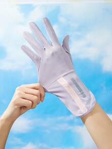 1 双女士中长款防晒手套，透气防滑，适合驾驶、骑行等户外运动，露指设计，带翻盖，夏季款 - 彩色 - 查看 4