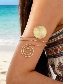 1pc & Starfish Decor Arm Cuff Bracelet Women, Summer Holiday - Vàng 12 - Xem 8