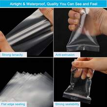 100pcs/Pack Transparent Plastic Resealable Glass Paper Bags, Self-Sealing Bags - White - View 4