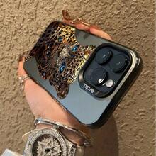 Luxury Leopard Print Rhinestone Phone Case, High-End Design, Suitable As Birthday Or Christmas Gift For Couples, Girlfriends, Daughters, Teens - Black - View 4