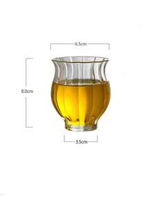 1pc Thick Heat-Resistant Glass Lotus Flower Tea Cup, Handmade Teaware For Gongfu Tea Ceremony - Transparent - View 11