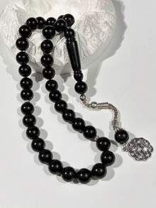 1pc 12mm 33pcs Black Single Strand Ramadan Prayer Beads Bracelet - Multicolor - View 4