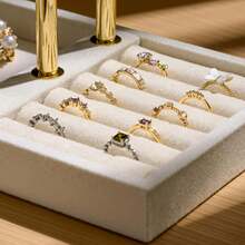3-Tier Velvet Bracelet Holder Jewelry Organizer For Necklaces And Watches - Màu be - Xem 7