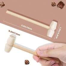 15/30pcs Mini Wooden Hammers, Chocolate Cracking Hammers Suitable For Cracking Heart-Shaped Chocolate, Chocolate Bear Molds, Handmade DIY & Party Use - Apricot - View 3