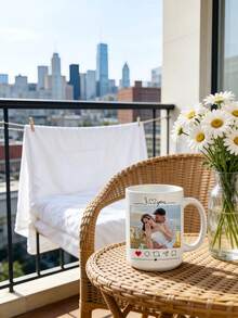 1pc Personalized Mug With Name And Hand-Drawn Heart Line Design, Couple's Customized Gift, Wedding Memento, Engagement Gift, Newlywed Anniversary Coffee Cup, Wedding Keepsake - Multicolor 7 - View 7