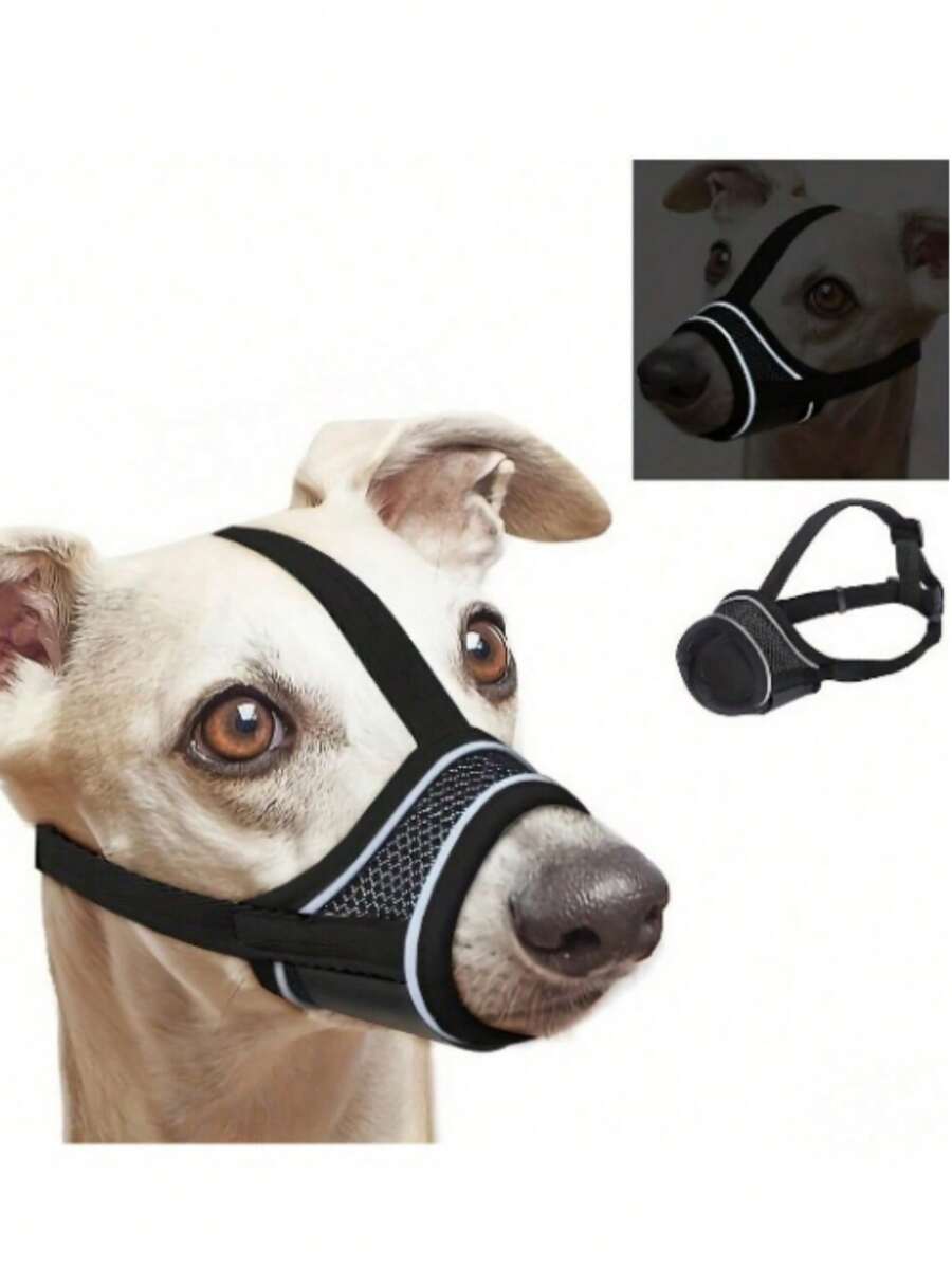 Adjustable Black Muzzle For Small Dogs, With Breathable Mesh, Anti-Bite And Anti-Bark Strap - Comfortable Nylon, Drinkable Design, Nighttime, Suitable For Small Dogs, Comfortable To Wear, Soft Fabric, Durable - Multicolor - View 1