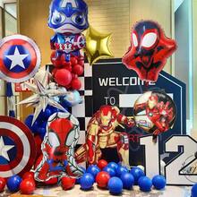 Marvel 5pcs Spider-Man Themed Aluminum Foil Balloon Set, Suitable For Birthday Party, Anniversary Celebration, Game Day, New Year Decoration, Holiday Party Decor And Photo Backdrop - 5PCS - View 2