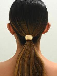 2pcs/1pc Metal Geometric Elastic Hair Hoops, Charming Dark Style, Luxury Women Ponytail Hair Ties - Multicolor - View 5