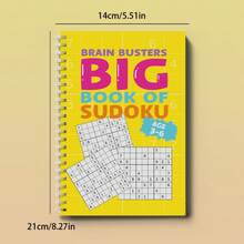 Brain Busters 超大號數獨練習本－螺旋裝訂邏輯謎題，4 種難度等級，計時挑戰，便攜旅行尺寸，適合拼圖愛好者的禮物，學校用品 - 黃色 - 查看 6