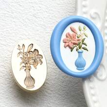Cabezales de sello de cera con patrón floral en relieve - Rosa, Diente de león, Cabezales de sello de cobre con tulipán - Multicolor - Ver 15