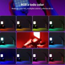 Mini luz de relleno LED RGB, cilíndrica y de tamaño de bolsillo, adecuada para dispositivos como teléfonos móviles, iPhones, iPads y computadoras portátiles, y se puede usar para grabar videos, transmitir en vivo, vlogs y otros escenarios. - Negro - Ver 10