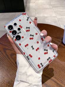 1个时尚甜美格子蝴蝶结樱桃图案透明气囊TPU材质防震手机壳，适合作为三星Galaxy S22/23/24/25/A05/A05S/A53/A54/A55等型号的节日礼物 - 彩色 - 查看 8
