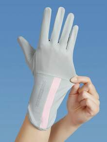 1 双女士中长款防晒手套，透气防滑，适合驾驶、骑行等户外运动，露指设计，带翻盖，夏季款 - 彩色 - 查看 7