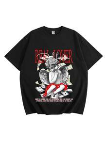 1pcs  Plus Size Men Clothes  Graphic Tees Men 100 Percent Cotton Summer Clothes Big And Tall Men Streetwear Graphic T Shirts Plus Size Men Solid-Colored T-Shirts  Summer Tops Perfect For Pairing With Jeans, Sweatpants Or Shorts - 黑色 - 查看 10