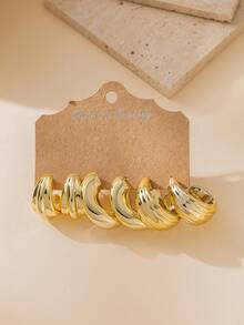 6-18 pièces Ensemble de boucles d'oreilles dorées pour femmes, boucles d'oreilles épaisses hypoallergéniques et clous, convient pour le port quotidien, les festivals, les fêtes, meilleur cadeau 2026 - Doré - Voir 3