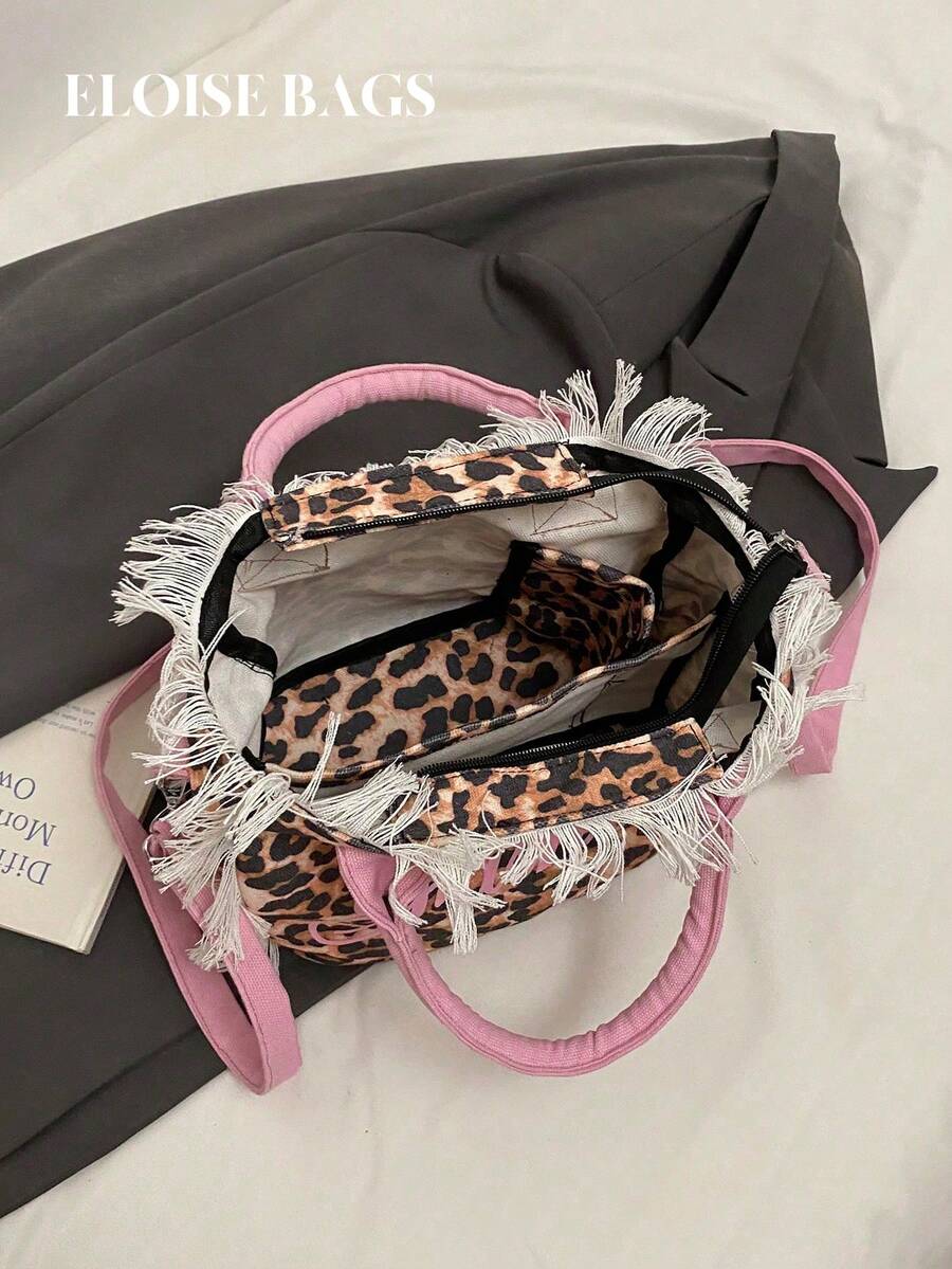 2025 Fashionable Casual Canvas Wide Strap Shoulder Crossbody Handbag - Pink - View 1