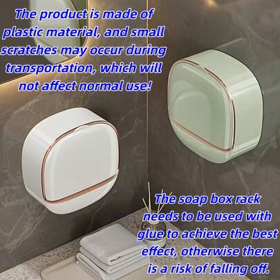 Easy To Install, Luxury No-Drill Wall-Mounted Flip-Top Soap Dispenser, 1pc Double-Layer Plastic Bathroom & Kitchen Storage, High-Grade Drip-Proof Soap Dispenser, Home Bathroom Soap Storage Rack, Bathroom Soap Storage Shelf, Bathroom Accessories, Personal Care Storage Box, Ideal Choice For Christmas Gifts (Product Works Better With Glue!). The Product Is Made Of Plastic Material And May Have Some Scratches During Transportation, But The Scratches Will Not Affect Normal Use.