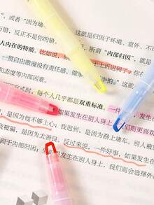 5支/套双头荧光笔,带可视窗口,彩色荧光笔套装,护眼设计,适合日常高亮、绘画、标记,学生用品 - 斜角笔尖,不渗墨,塑料材质,适用于办公室、学校、送礼、返校季 - 預設 - 查看 8