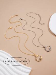 这款时尚的几何半圆形项链，适合日常佩戴，也可作为礼物送给朋友。 - 彩色 - 查看 2