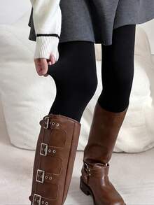 1双女士80D黑色紧身裤袜，简约纯色，连裤袜 - 黑色 - 查看 3