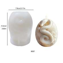 蛇形香薰蜡烛硅胶模具，DIY香氛石石膏万圣节礼物硅胶研磨工具 - 白色 - 查看 5
