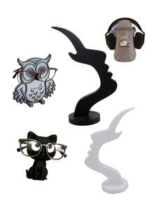 1个可爱猫咪图案眼镜架 - 塑料桌面收纳架和眼镜架，适用于家居装饰、办公收纳，节省空间，轻巧耐用的塑料材质，完美的复活节和情人节礼物，多功能眼镜收纳架，适用于书房、书桌、卧室和工作站 - 彩色 - 查看 7