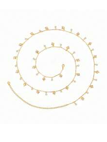 Beach Vacation Style Sexy Bikini With Sparkling Belly Chain, Simple Heart-Shaped Pendant Necklace For The Waist. - Waist Chain - View 7