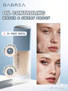 babrea 24小时持久遮瑕哑光粉底液，轻盈防水，控油，隐形毛孔 - Y01象牙色 - 查看 1