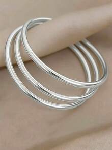 18K镀金女士手链，时尚奢华简约基础款手链，防水首饰 - 銀色 - 查看 8