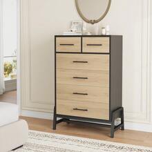 Huisuilinss 5/6 Drawer Dresser,Tall Dresser For Bedroom,Modern Chest Of Drawers,Freestanding Wood Storage Organizer With Deep Drawer For Living Room Entryway Hallway - Tủ 6 ngăn kéo màu gỗ đen - Xem 1