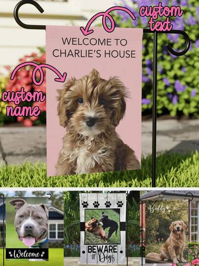 1pc Custom Pet Garden Flag Custom Outdoor Flag Personalized Garden Flag Custom Garden Flag Custom House Flag Pet Portrait Flag Garden Decoration, Cat Name Garden Flag,Gift For Dog Mom Dad Gift