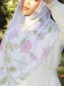 1/2 chiếc Khăn trùm đầu nữ tối giản in họa tiết hoa màu nước, khăn trùm đầu in hình sóng, khăn voan chiffon in kỹ thuật số màu nước, khăn choàng chống nắng đa năng, có thể dùng làm khăn trùm đầu, khăn quấn eo, khăn choàng, phù hợp cho mọi mùa, mặc hàng ngày. - Nhiều màu - Xem 3