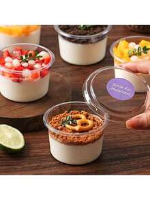 100/50/10/1pc Reusable Yogurt, Pudding, Oatmeal Cups With Lids And Spoons, Shatterproof Pudding Cups, 2 Sizes Dessert Cups Assorted + Decorative Stickers, Transparent Cream Cake Packaging Boxes, Suitable For Dessert Packaging, Refrigeration, Display, Outdoor Picnic And Travel (Sticker Style Random) - View 10