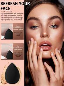 50-10pcs Makeup Sponge Set, Makeup Blender, Professional Makeup Blending Sponge Wholesale, Hoarding, Super Soft Concealer Sponge, Facial Makeup Tools, Suitable For Foundation, Powder, Toner - màu đen - Xem 7