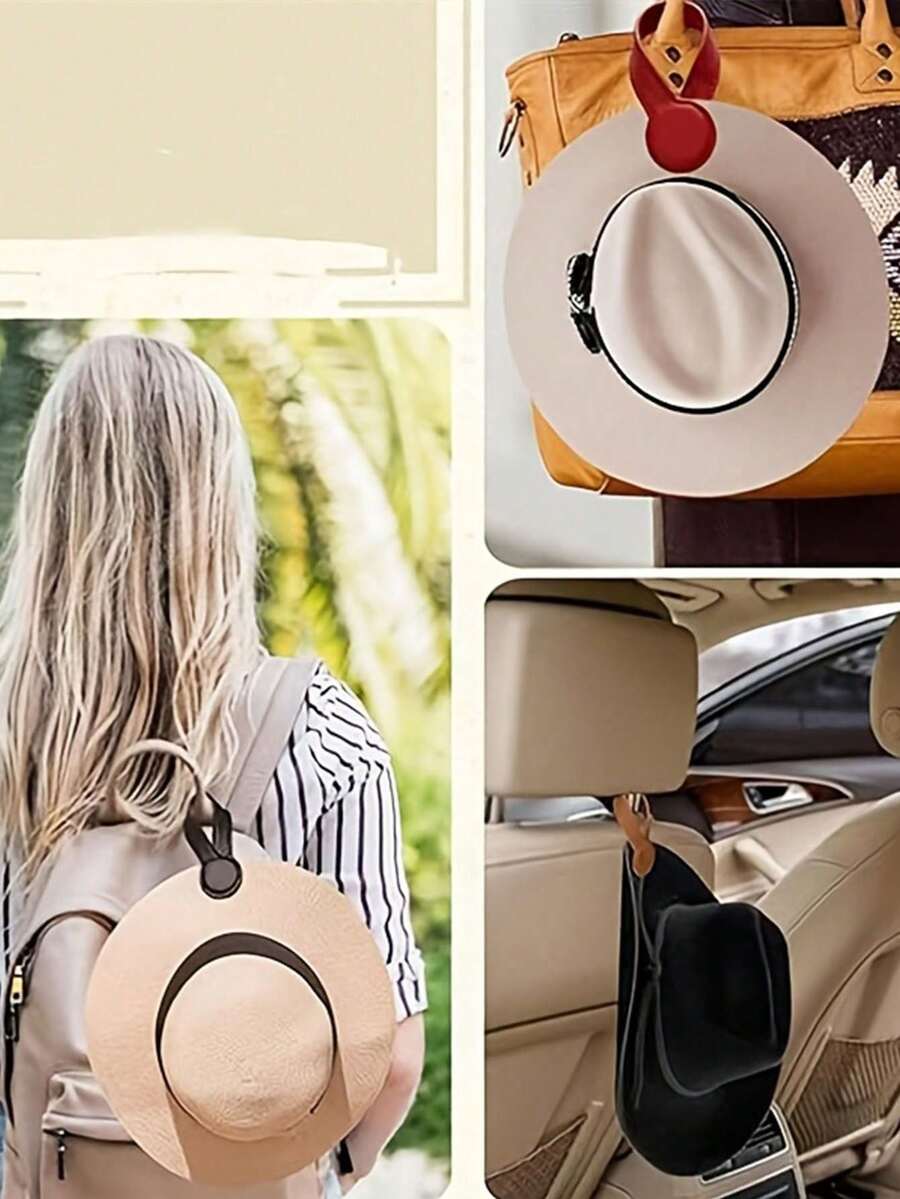 1 chiếc kẹp mũ từ tính bằng da giả, giá đỡ mũ di động cho túi xách, túi du lịch, hành lý, ba lô và túi tote, phụ kiện cần thiết cho du lịch ngoài trời, giữ mũ tiện lợi cho bãi biển, kỳ nghỉ, cắm trại, leo núi, mua sắm và đi lại hàng ngày. - Xem 1