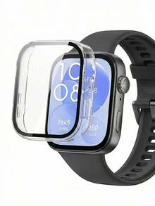1pc 2-In-1 Transparent Hard PC Watch Case With Tempered Glass Screen Protector For Huawei Watch Fit 3/4/4Pro, Fashion Daily & Outdoor Smartwatch Protective Cover, Full-Coverage Shock-Proof Protection, High Sensitivity & Clarity, Suitable For Daily Wear, Great Gift For Friends, Family, Birthday, Christmas, Back To School - Clear - View 3