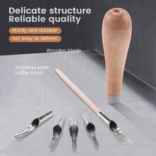 Block Cutting Rubber Stamp Carving Tools With 5 Blade Wood Handle Printmaking Carving Tools Set - Multicolor - View 6